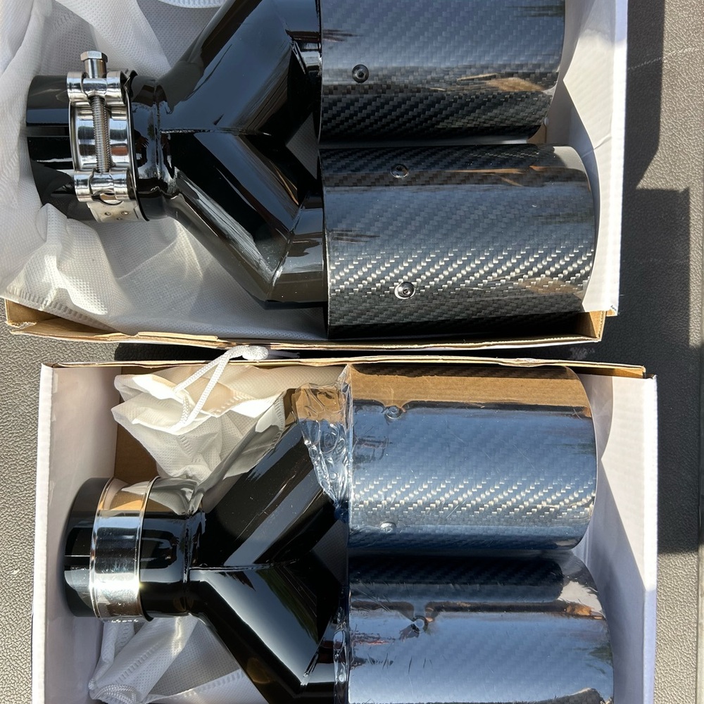 Black Carbon Fiber Exhaust Tips Set of 2